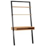 Farmhouse Oak Black Leaning Ladder Desk with 2 Shelves 8 Farmhouse Oak Black Leaning Ladder Desk with 2 Shelves