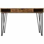 Farmhouse Rustic Writing Desk with Drawer and Metal Hairpin Legs 8 Farmhouse Rustic Writing Desk with Drawer and Metal Hairpin Legs
