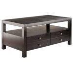 Scandinavian Espresso Coffee Table with Storage Drawers and Shelf 4 Scandinavian Espresso Coffee Table with Storage Drawers and Shelf