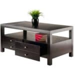 Scandinavian Espresso Coffee Table with Storage Drawers and Shelf 6 Scandinavian Espresso Coffee Table with Storage Drawers and Shelf