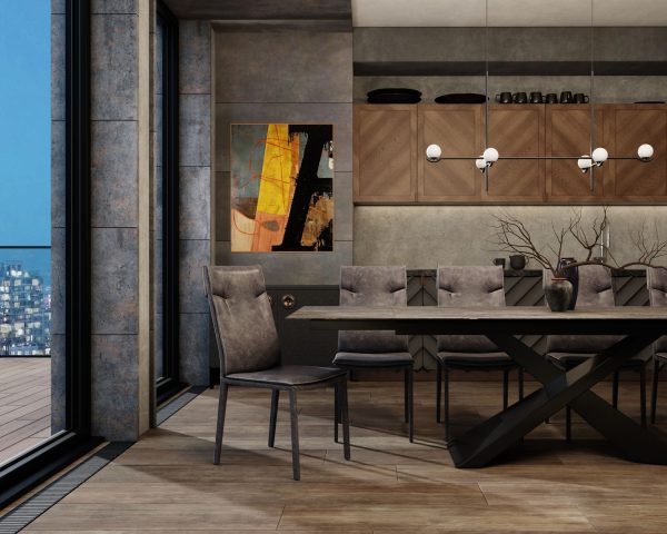 CENTURY Noir Desir Ceramic Top Double Extension Dining Table 5 2