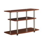 Modern Cherry Brown Wood and Metal TV Stand 4 Modern Cherry Brown Wood and Metal TV Stand