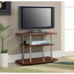 Modern Cherry Brown Wood and Metal TV Stand 6 Modern Cherry Brown Wood and Metal TV Stand