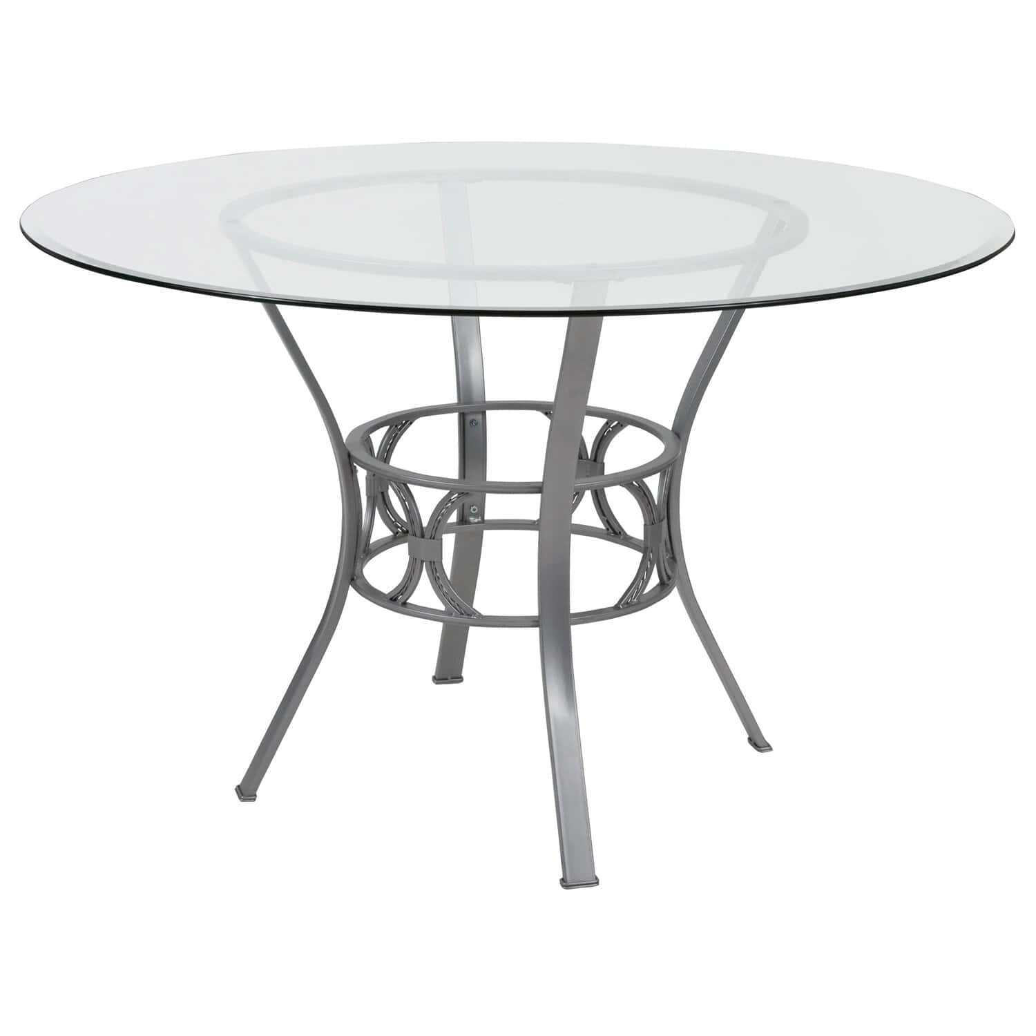 Round Glass Dining Table with Matte Gold Frame 48-Inch 1 Round Glass Dining Table with Matte Gold Frame 48-Inch