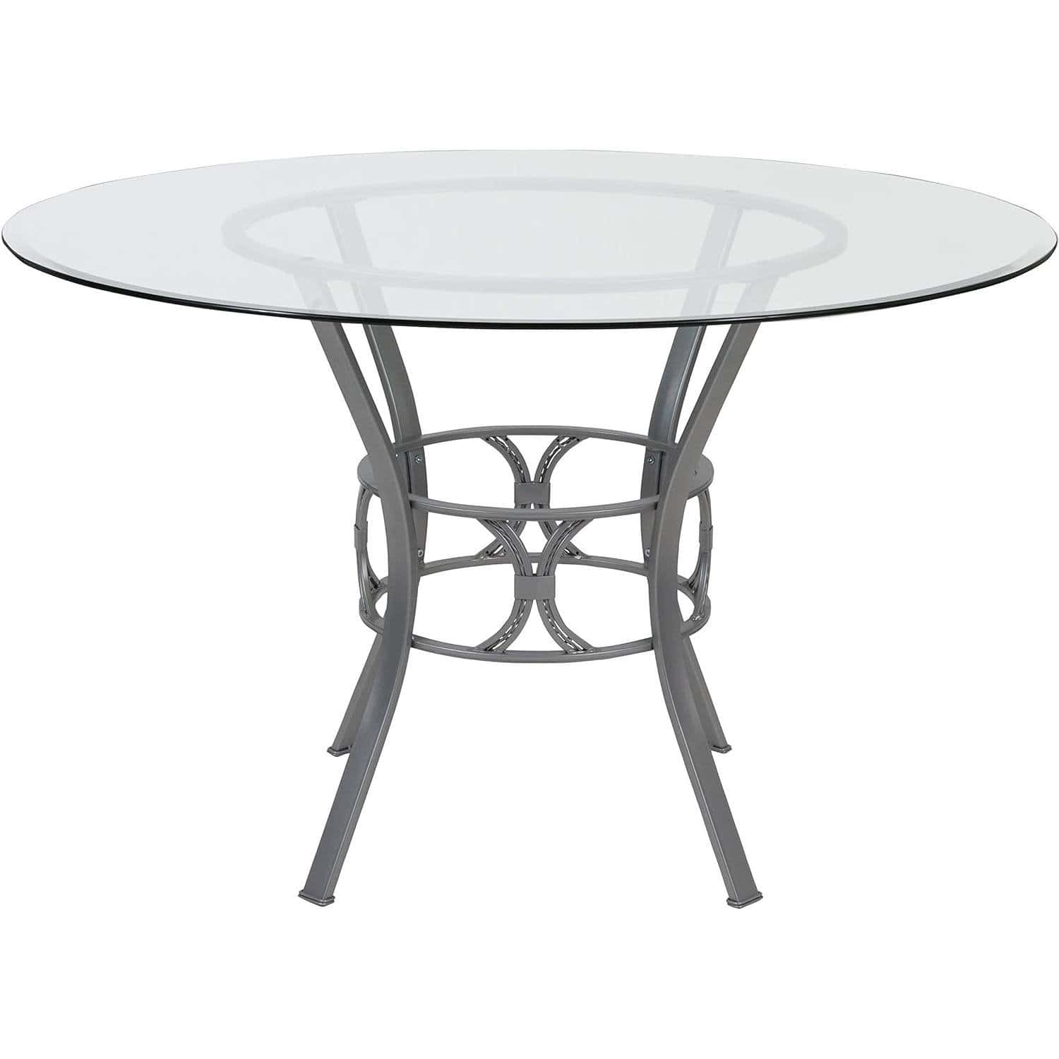 Round Glass Dining Table with Matte Gold Frame 48-Inch 2 Round Glass Dining Table with Matte Gold Frame 48-Inch - Image 2