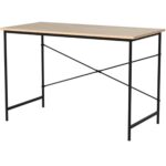Modern Rustic Home Office Desk with Black Metal Frame Oak Top 6 Modern Rustic Home Office Desk with Black Metal Frame Oak Top