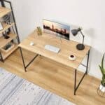 Modern Rustic Home Office Desk with Black Metal Frame Oak Top 8 Modern Rustic Home Office Desk with Black Metal Frame Oak Top