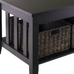 Espresso 2 Tier Coffee Table with 3 Storage Baskets