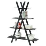 Modern A-Frame 4-Shelf Bookcase for Books and Collectibles