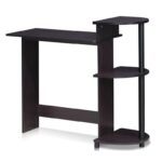 Compact Black Computer Desk with Shelf for Small Spaces