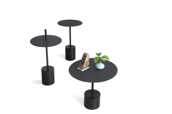 CIRCULO Black Marble Low End Table Black Powder Coated Steel 2