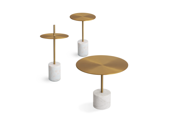 CIRCULO Low White Marble Brass End Table 3