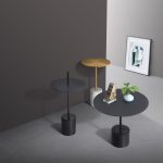 CIRCULO Low White Marble Brass End Table