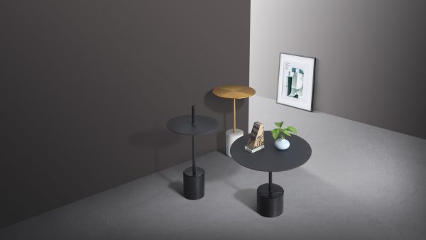 CIRCULO Low White Marble Brass End Table 4