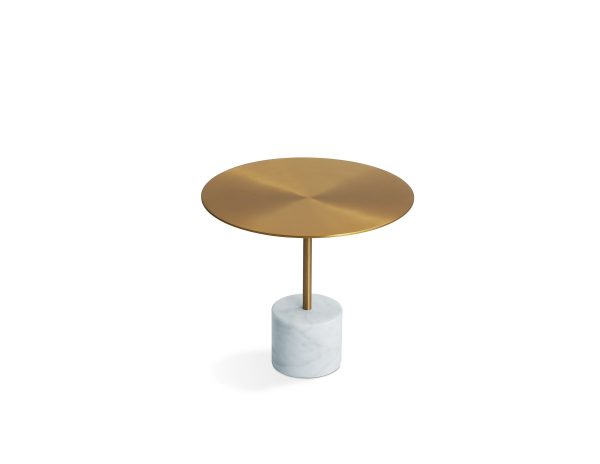 CIRCULO Low White Marble Brass End Table
