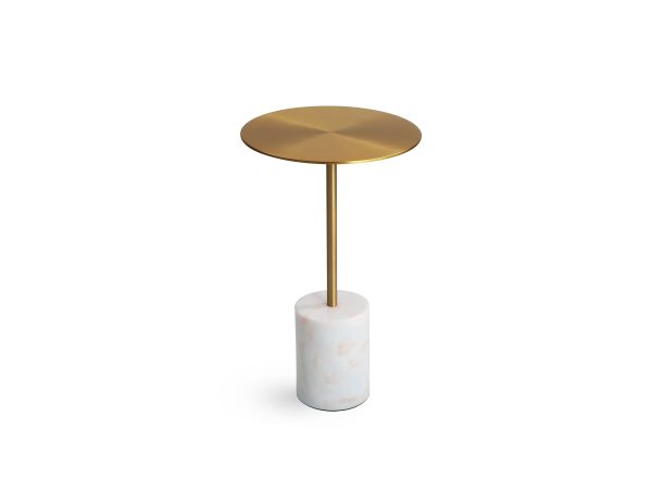 CIRCULO White Marble Brass Medium End Table