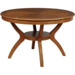 Modern Walnut 48-Inch Round Dining Table with Storage Shelf