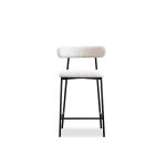 CLEO Beige Fabric Counter Stool Black Metal Frame 8 CLEO Beige Fabric Counter Stool Black Metal Frame