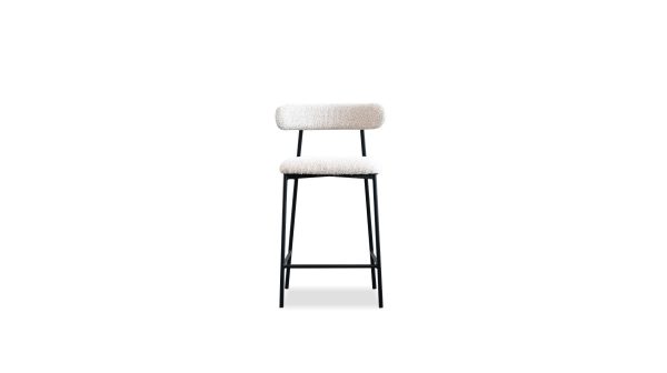 CLEO Beige Fabric Counter Stool Black Metal Frame 1 2