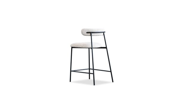 CLEO Beige Fabric Counter Stool Black Metal Frame 3 2