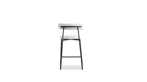 CLEO Beige Fabric Counter Stool Black Metal Frame 4 2