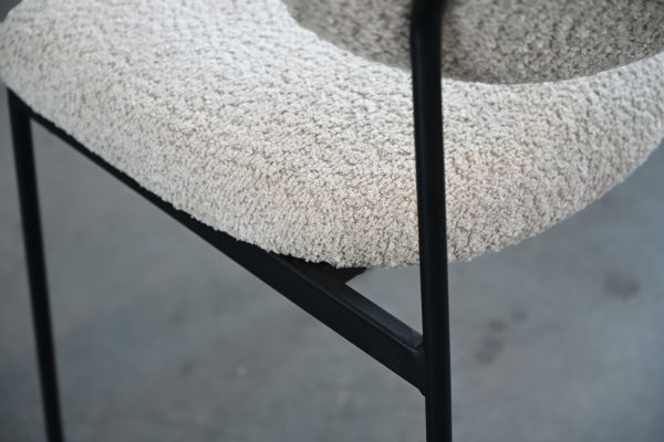 CLEO Beige Fabric Counter Stool Black Metal Frame 5 2