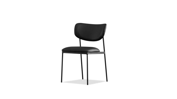 CLIQUE Black Fabric Dining Chair Black Steel Base 2