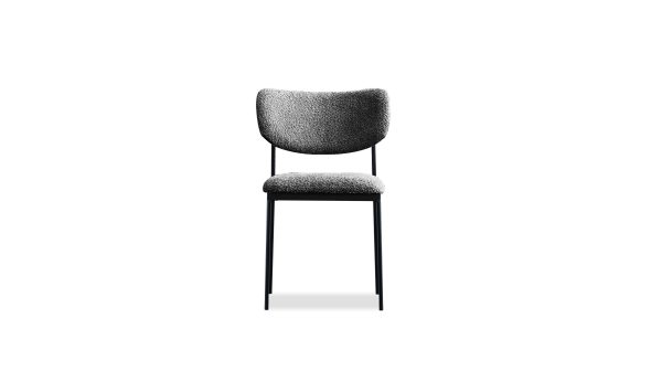 CLIQUE Chalkboard Grey Fabric Dining Chairs Black Steel 1 2
