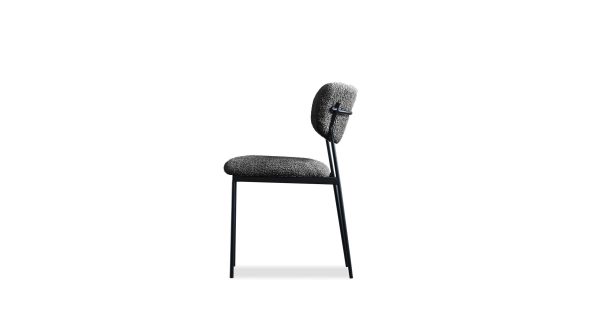 CLIQUE Chalkboard Grey Fabric Dining Chairs Black Steel 2 2