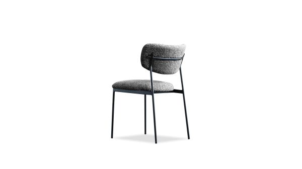 CLIQUE Chalkboard Grey Fabric Dining Chairs Black Steel 3 2