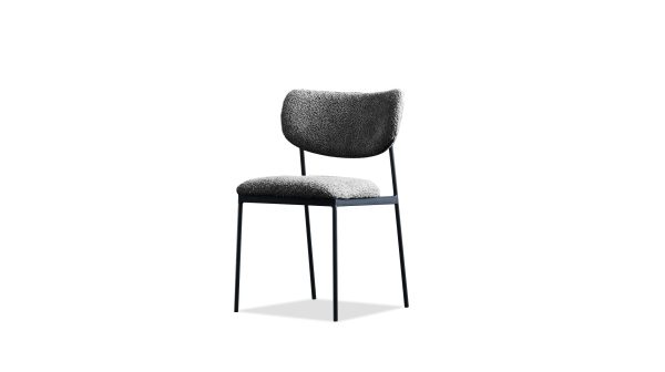CLIQUE Chalkboard Grey Fabric Dining Chairs Black Steel 6