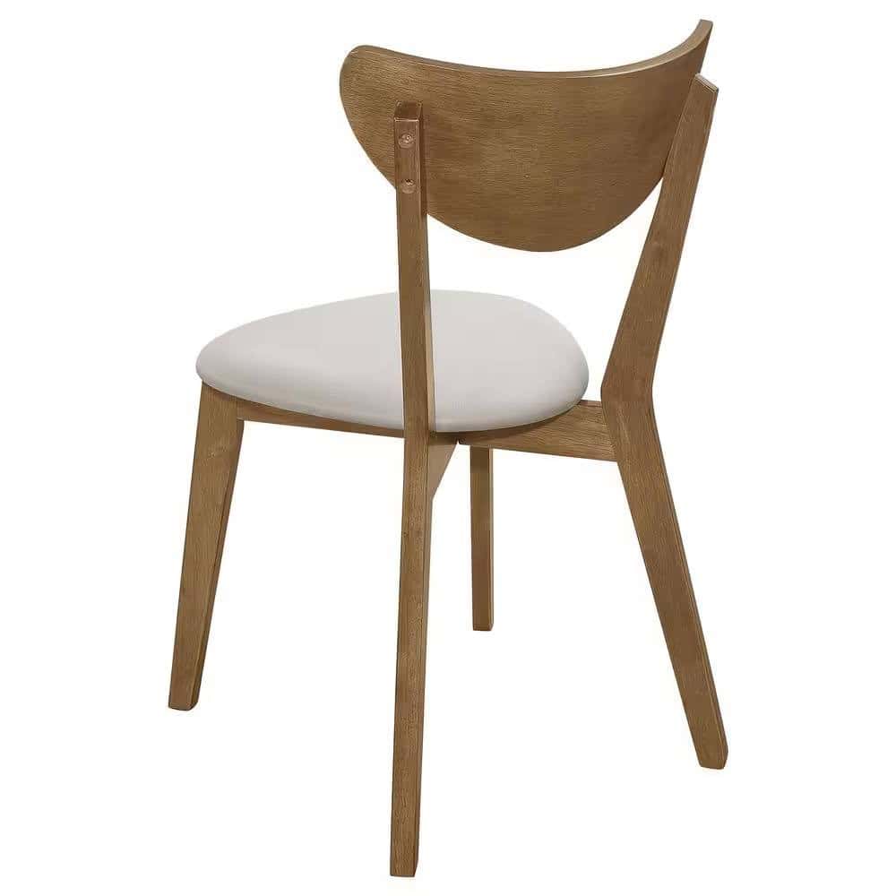 Mid-Century Modern Wood Dining Chairs with Faux Leather Seat (Set of 2) 4 Mid-Century Modern Wood Dining Chairs with Faux Leather Seat (Set of 2) - Image 4