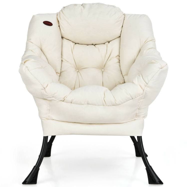 Beige Upholstered Cushioned Accent Chair with Side Storage Pocket 2 Beige Upholstered Cushioned Accent Chair with Side Storage Pocket - Image 2
