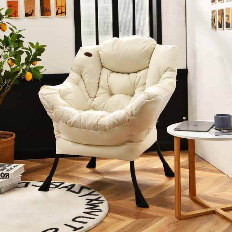 Beige Upholstered Cushioned Accent Chair with Side Storage Pocket 3 Beige Upholstered Cushioned Accent Chair with Side Storage Pocket - Image 3