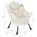 Beige Upholstered Cushioned Accent Chair with Side Storage Pocket 10 Beige Upholstered Cushioned Accent Chair with Side Storage Pocket