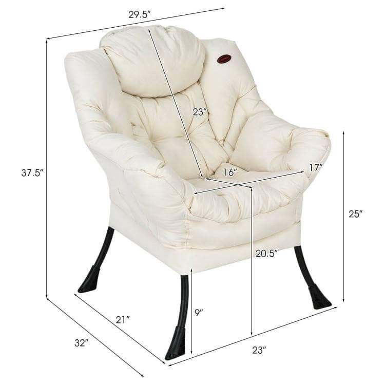 Beige Upholstered Cushioned Accent Chair with Side Storage Pocket 5 Beige Upholstered Cushioned Accent Chair with Side Storage Pocket - Image 5