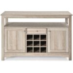 Gray Oak Wine Cabinet Buffet with Storage and Adjustable Shelves 5 Gray Oak Wine Cabinet Buffet with Storage and Adjustable Shelves