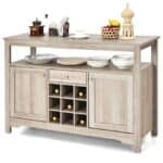 Gray Oak Wine Cabinet Buffet with Storage and Adjustable Shelves 6 Gray Oak Wine Cabinet Buffet with Storage and Adjustable Shelves