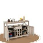 Gray Oak Wine Cabinet Buffet with Storage and Adjustable Shelves 7 Gray Oak Wine Cabinet Buffet with Storage and Adjustable Shelves