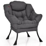 Modern Upholstered Accent Chair with Side Pocket in Grey 6 Modern Upholstered Accent Chair with Side Pocket in Grey