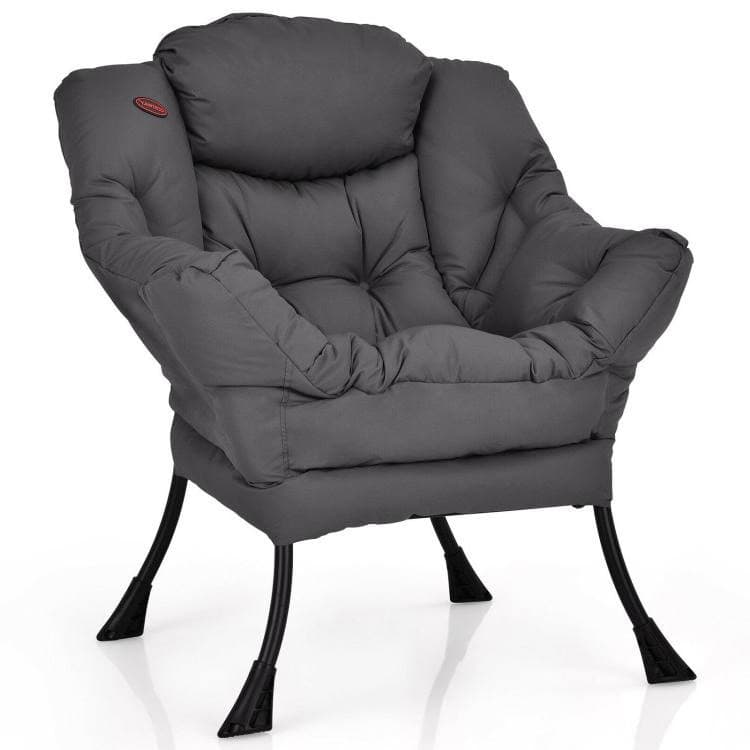 Modern Upholstered Accent Chair with Side Pocket in Grey 1 Modern Upholstered Accent Chair with Side Pocket in Grey
