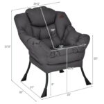 Modern Upholstered Accent Chair with Side Pocket in Grey 10 Modern Upholstered Accent Chair with Side Pocket in Grey