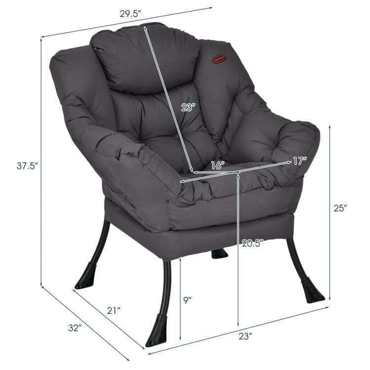 Modern Upholstered Accent Chair with Side Pocket in Grey 5 Modern Upholstered Accent Chair with Side Pocket in Grey - Image 5