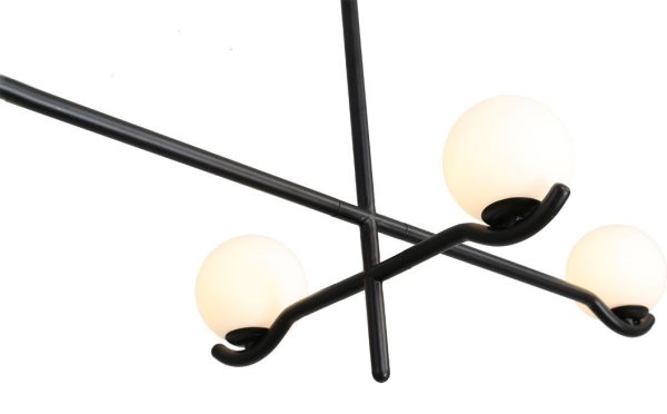 CONSTELLATION Matte Black Pendant Lamp White Glass 3