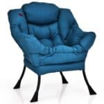 Navy Blue Upholstered Accent Chair with Side Pocket