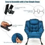 Navy Blue Upholstered Accent Chair with Side Pocket