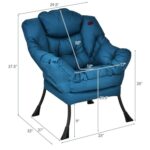 Navy Blue Upholstered Accent Chair with Side Pocket