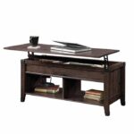 Dark Brown Lift-Top Coffee Table with Hidden Storage and Shelf 6 Dark Brown Lift-Top Coffee Table with Hidden Storage and Shelf