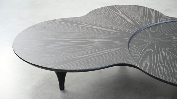 COUPE Black Wood Veneer Coffee Table with Birch Legs 2
