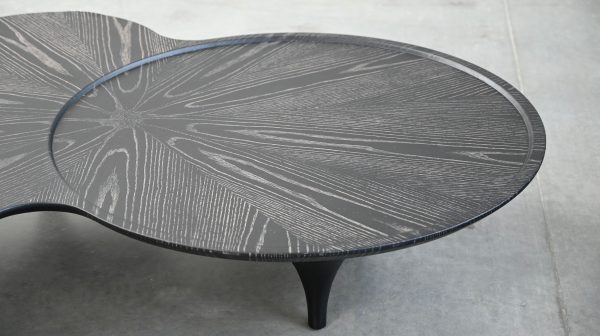 COUPE Black Wood Veneer Coffee Table with Birch Legs 3